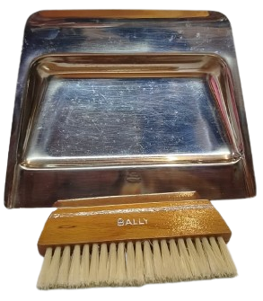 1970 BALLY MASA UZERİ TEMİZLEME FARAS VE FIRCA KROM CELİK PASLANMAZ 