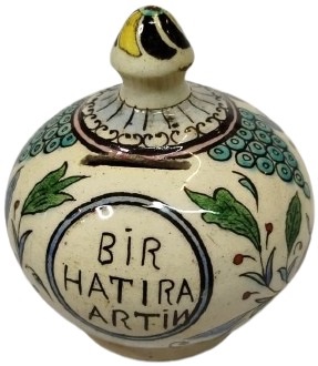 1930 OSMANLI ERMENİ USTA HACI MİNYAS EL YAPIM KUTAHYA  CİNİ KUMBARA  BİR HATIRA ARTİN