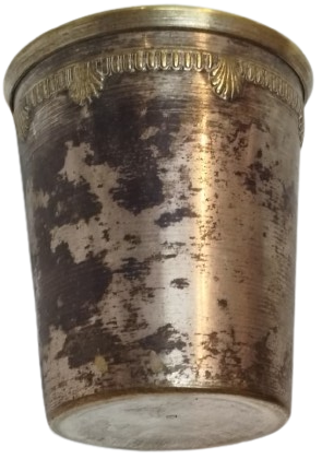1950 LER FRANSIZ  ÜRETİMİ PİRİNÇ TABANLI GÜMÜŞ KAPLAMA SILVER PLATED BRASS VINTAGE ŞIK İÇKİ BARDAĞI