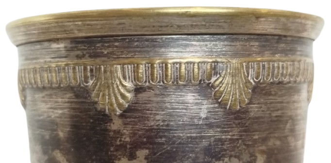 1950 LER FRANSIZ  ÜRETİMİ PİRİNÇ TABANLI GÜMÜŞ KAPLAMA SILVER PLATED BRASS VINTAGE ŞIK İÇKİ BARDAĞI