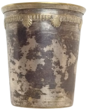 1950 LER FRANSIZ  ÜRETİMİ PİRİNÇ TABANLI GÜMÜŞ KAPLAMA SILVER PLATED BRASS VINTAGE ŞIK İÇKİ BARDAĞI