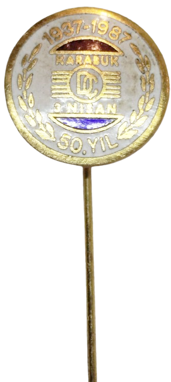 1937 1987 KARABUK 3 NİSAN 50 . YIL HATIRASI SICAK MİNE İGNELİ YAKA ROZET DEMİR ÇELİK KARDEMİR