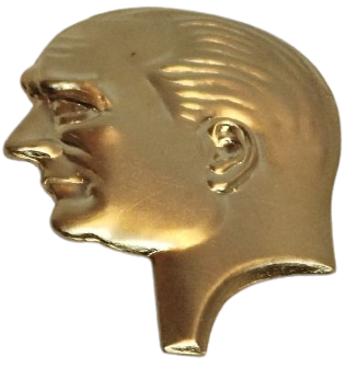 MUSTAFA KEMAL PASA ATATURK ALTIN KAPLAMA İGNELİ BUYUK BOY YAKA ROZETİ