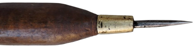 OSMANLI ÇELİK UÇLU, PİRİNÇ ZIVANALI, AHŞAP SAPLI BİZ (SEMERCİLİK / EĞERCİLİK VE DERİ DİKİM ALETİ)