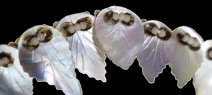 OSMANLI ANTİKA EL YAPIMI OZEL TASARIM SEDEF ÇINAR YAPRAĞI KESİMİ BAYAN KOLYE ÖZEL ZANAAT PARÇASI