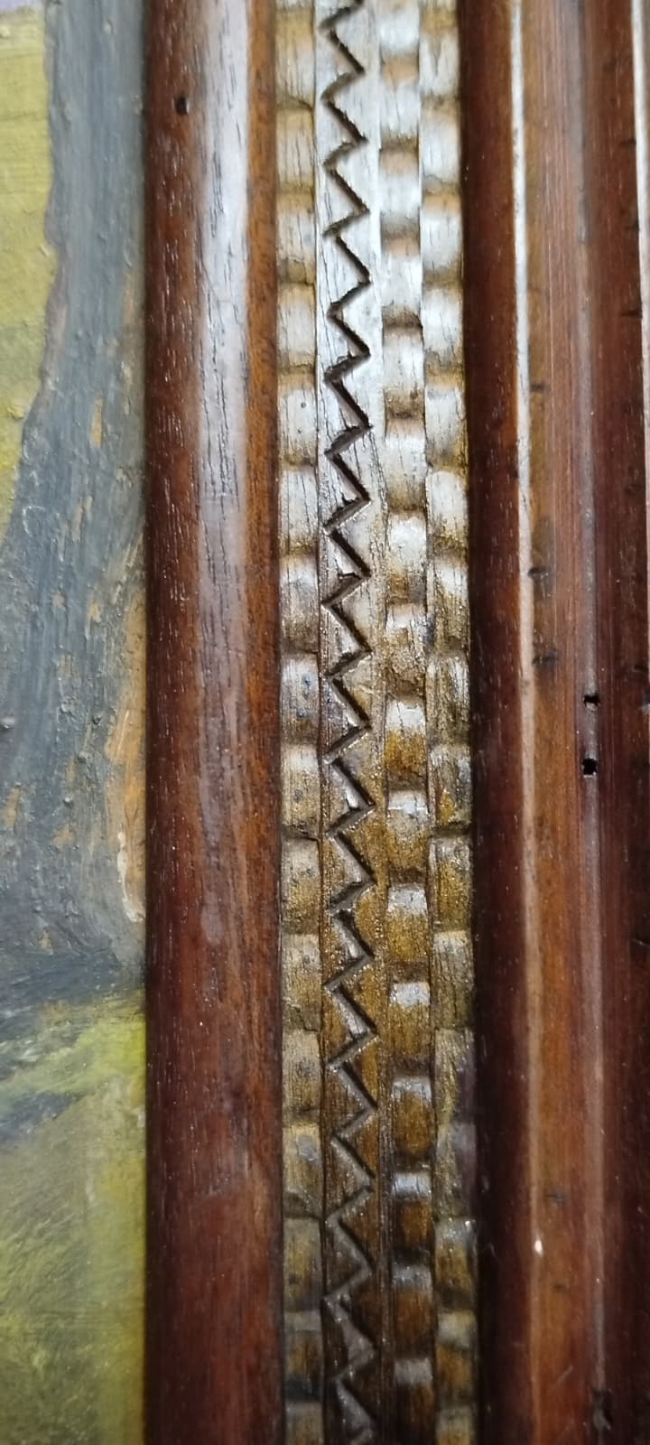 1929 H FİKRİ İMZALI, EL OYMA ÇERÇEVELİ, DOKULU YAĞLI BOYA AKARSU MANZARASI TABLO  KOLEKSİYONLUK SANAT ESERİ)