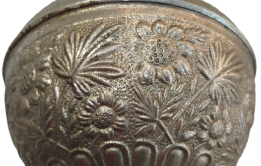 NADİR ANTİKA OSMANLI DÖNEMİ EL İŞÇİLİĞİ KABARTMA BAKIR GAZ LAMBASI HAZNESİ