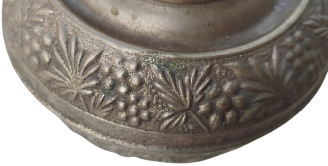 NADİR ANTİKA OSMANLI DÖNEMİ EL İŞÇİLİĞİ KABARTMA BAKIR GAZ LAMBASI HAZNESİ