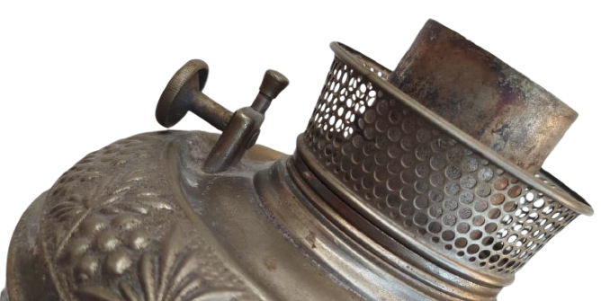 NADİR ANTİKA OSMANLI DÖNEMİ EL İŞÇİLİĞİ KABARTMA BAKIR GAZ LAMBASI HAZNESİ