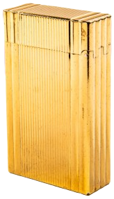 ORJINAL S.T. DUPONT MODEL LIGNE 1 PARİS MADE IN FRANCE ALTIN KAPLAMA DESEN VERTICAL LINES GAZLI TASLI MEKANİK CAKMAK SORUNSUZ