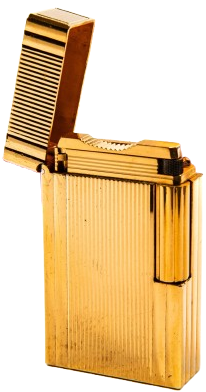 ORJINAL S.T. DUPONT MODEL LIGNE 1 PARİS MADE IN FRANCE ALTIN KAPLAMA DESEN VERTICAL LINES GAZLI TASLI MEKANİK CAKMAK SORUNSUZ