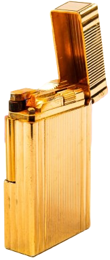 ORJINAL S.T. DUPONT MODEL LIGNE 1 PARİS MADE IN FRANCE ALTIN KAPLAMA DESEN VERTICAL LINES GAZLI TASLI MEKANİK CAKMAK SORUNSUZ