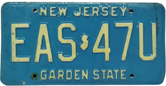 USA AMERİKA ABD'NİN NEW JERSEY EAS 47U GARDEN STATE ALUMİNYUM TRAFİKDE KULLANILMIS ORJINAL PLAKA