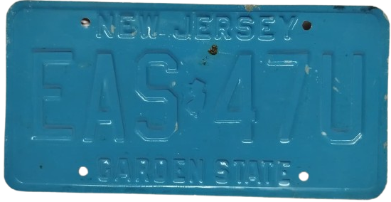 USA AMERİKA ABD'NİN NEW JERSEY EAS 47U GARDEN STATE ALUMİNYUM TRAFİKDE KULLANILMIS ORJINAL PLAKA