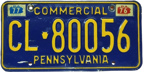 USA AMERİKA COMMERCIAL CL 80056 PENNSYLVANIA TİCARİ OLARAK TRAFİKDE KULLANILMIS ALUMİNYUM FOSFORLU ORJINAL PLAKA