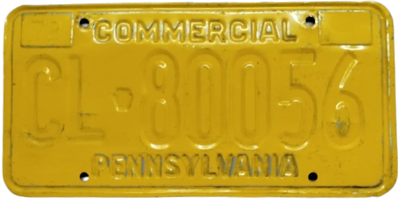 USA AMERİKA COMMERCIAL CL 80056 PENNSYLVANIA TİCARİ OLARAK TRAFİKDE KULLANILMIS ALUMİNYUM FOSFORLU ORJINAL PLAKA