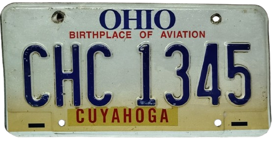 USA AMERİKA OHIO BIRTHPLACE OF AVIATION CHC 1345 CUYAHOGA TRAFİKDE KULLANILMIS METAL SAC ORJINAL PLAKA