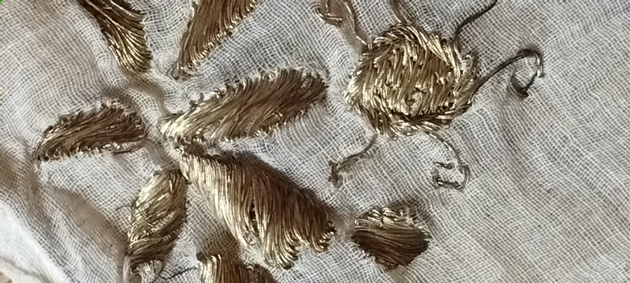 1900 OSMANLI ALTIN TEL KIRMA CEVRE DORT KENER EL İSLEME KARE FORMDA OZEL GUNLER İCİN