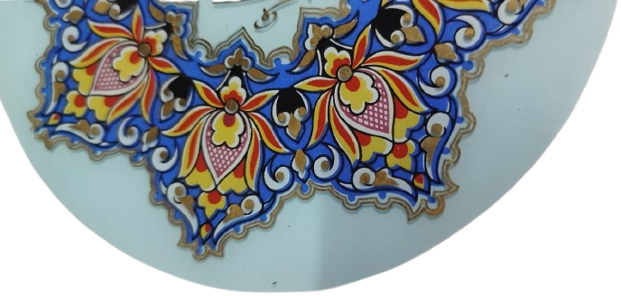 1970 MUHAMMED ALEYHİSSELAM GOKYİGİT CAM İSTANBUL EL CİZİM SUSLEME ALTIN CEKME BOMBELİ DUVAR TABAGI  