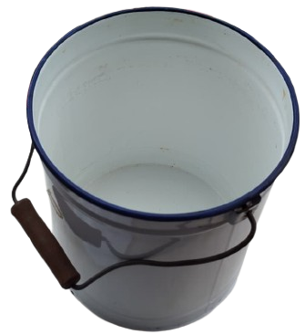 NOSTALJIK BEYAZ EMAYE KAPAKLI SUT TURSU VE SIVI  10 LİTRELİK SAKLAMA KOVASI AHŞAP TUTMA SAPLI ANTIKA OZGEN EMAYE