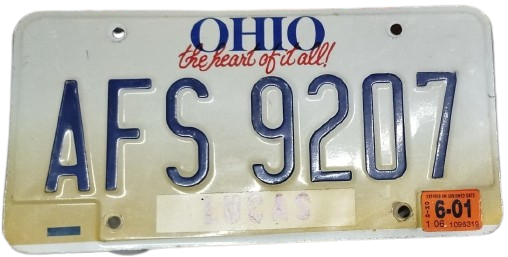 PLAKA 2001 OHIO ABD ORJİNAL EYALET ARAÇ PLAKASI KOLEKSİYONLUK LUCAS COUNTY REFLEKTORLU METAL