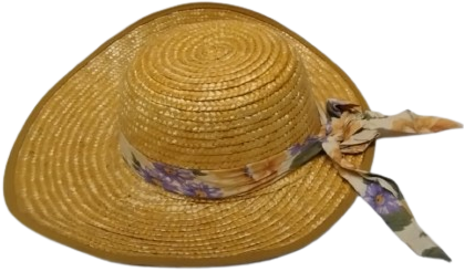 HASIR BAYAN SAPKA ÇİÇEKLİ EŞARP DETAYLI EL ÖRGÜSÜ DOĞAL HASIR GÜNEŞ ŞAPKASI