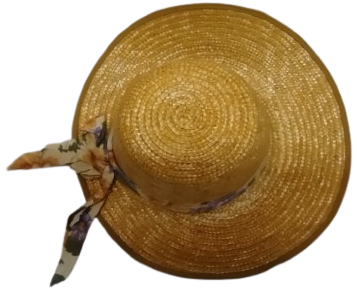 HASIR BAYAN SAPKA ÇİÇEKLİ EŞARP DETAYLI EL ÖRGÜSÜ DOĞAL HASIR GÜNEŞ ŞAPKASI