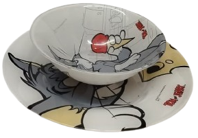 1990 PAŞABAHÇE LİSANSLI VİNTAGE TOM VE JERRY NOSTALJİK CAM TABAK KASE VE KOLEKSİYON ÜRÜNÜ