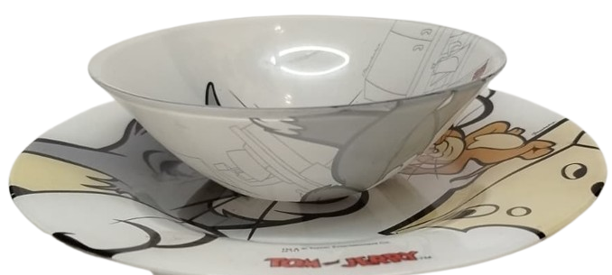 1990 PAŞABAHÇE LİSANSLI VİNTAGE TOM VE JERRY NOSTALJİK CAM TABAK KASE VE KOLEKSİYON ÜRÜNÜ