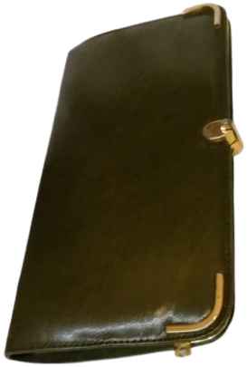 1950 LERDEN KALMA ALTIN RENK METAL ÇERÇEVELİ MANDALLI YEŞİL DERİ EL ÇANTASI BAYAN CANTA YESİL DERİ