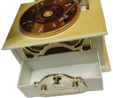 1990 ART DİSC ENJOY MUSİC TUMTABLE LATERNALI MUZİK KUTUSU GRAMAFON TASARIMLI TAKI ÇEKMECELİ 