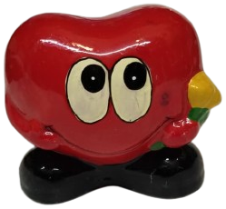 1990 EL BOYAMASI SERAMİK KALP FİGÜRLÜ KUMBARA ALTI ACILIR KAPANIR KAPAKLI KUMBARA