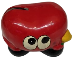 1990 EL BOYAMASI SERAMİK KALP FİGÜRLÜ KUMBARA ALTI ACILIR KAPANIR KAPAKLI KUMBARA