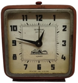 1960 SERKİSOF MEKANİK MASA SAAT ANTIKA SERKISOF DEMIRYOLLARI HATIRASI 4 JEWELS KURMALI MASA SAATI