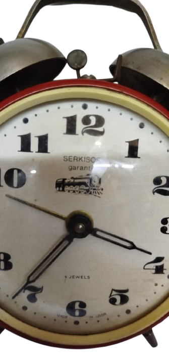 1960 SERKİSOF MEKANİK MASA SAAT ANTIKA SERKISOF DEMIRYOLLARI HATIRASI 4 JEWELS KURMALI MASA SAATI 