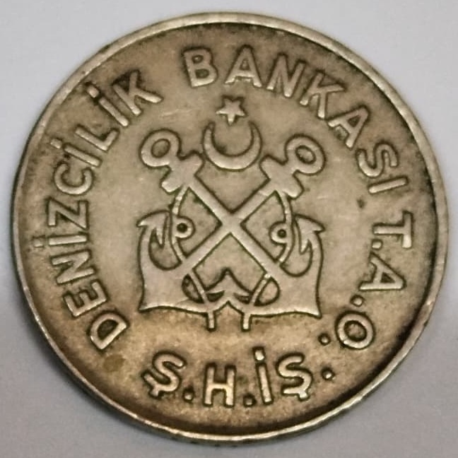 1950 ANTİKA DENİZCİLİK BANKASI ŞEHİR HATLARI TAM VAPUR JETONU ORJINAL