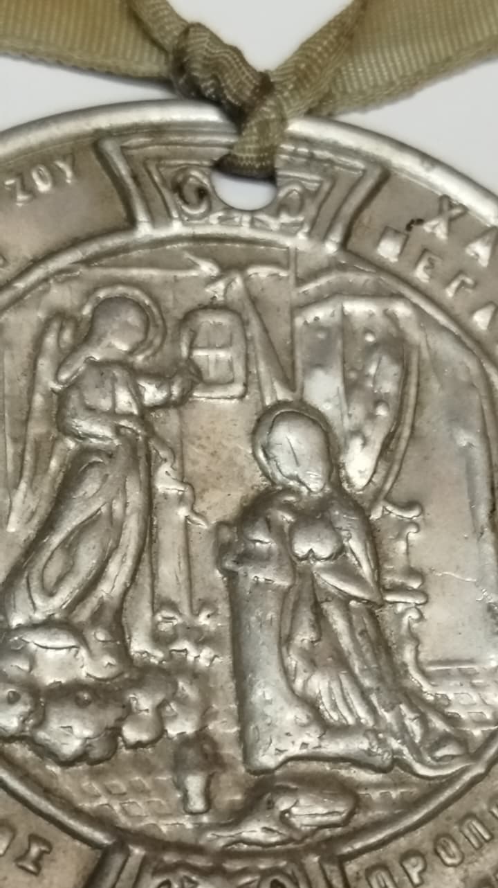 ANTİKA YUNAN ORTODOKS MERYEM ANA MÜJDELEME SAHNELİ GÜMÜŞ KAPLAMA DİNİ  ADAK İYİLİK