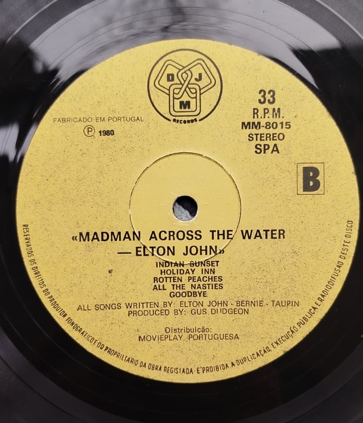 ELTON JOHN  MADMAN ACROSS THE WATER 1971 ALMANYA BASKI 33 LUK LP PLAK