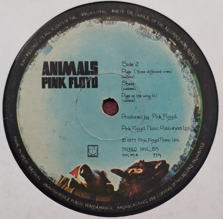 1977 PINK FLOYD ANIMALS İNGİLTERE BASKI ORİJİNAL 33 LP PLAK KOLEKSİYONLUK EFSANE ALBÜM