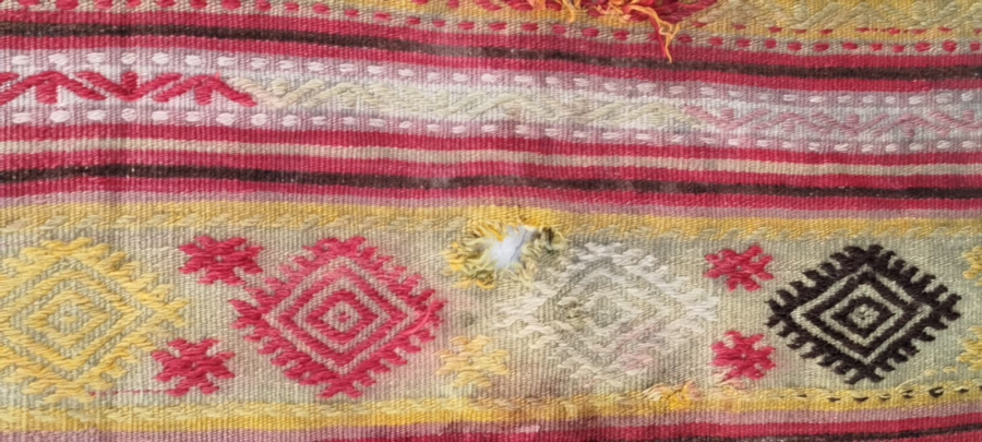 ANTİKA ANADOLU YORUK YORESİ EL DOKUMASI KÖK BOYALI TURK MOTİFLİ YÜN KİLİM