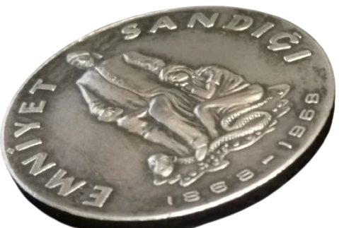 1868 1968 EMNİYET SANDIĞI 100. YIL ANISINA ÖZEL TASARIM NADİR GÜMÜŞ MADALYON