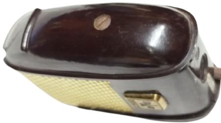 1950 ALMAN GRUNDIG MARKA  BAKALİT VE ALTIN SARISI METAL IZGARALI MİKROFON GRUNDIG İPEK KABLO MİKROFON