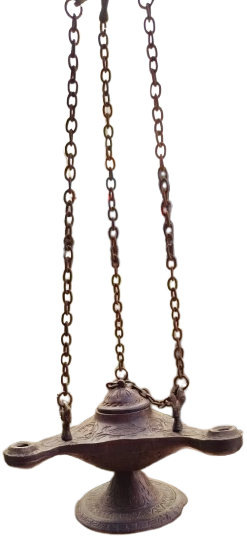 GELENEKSEL ANTEP İŞİ EL YAPIMI ZİNCİRLİ ANTİKA GÖRÜNÜMLÜ PİRİNC DOKUM ASMA KANDİL