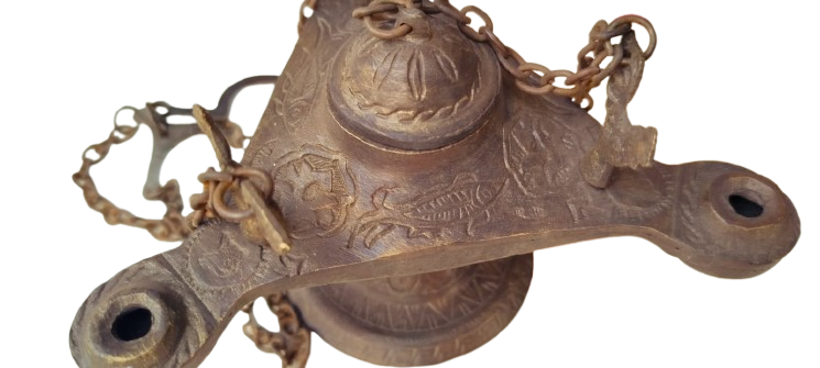 GELENEKSEL ANTEP İŞİ EL YAPIMI ZİNCİRLİ ANTİKA GÖRÜNÜMLÜ PİRİNC DOKUM ASMA KANDİL