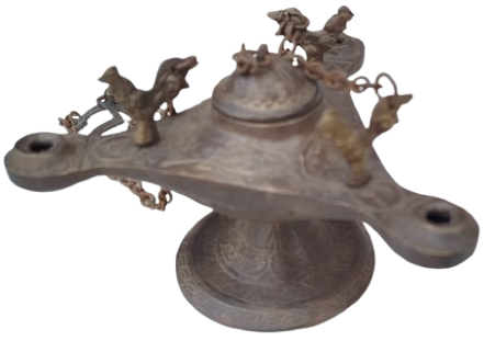 GELENEKSEL ANTEP İŞİ EL YAPIMI ZİNCİRLİ ANTİKA GÖRÜNÜMLÜ PİRİNC DOKUM ASMA KANDİL