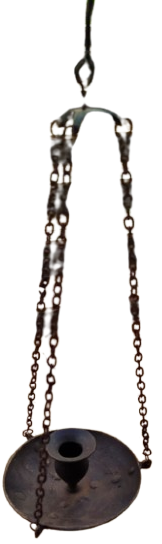 ANTEP İŞİ EL YAPIMI OTANTİK ZİNCİRLİ DEKORATİF PİRİNÇ MUMLUK SAMDAN 