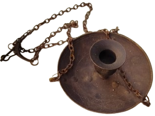 ANTEP İŞİ EL YAPIMI OTANTİK ZİNCİRLİ DEKORATİF PİRİNÇ MUMLUK SAMDAN 