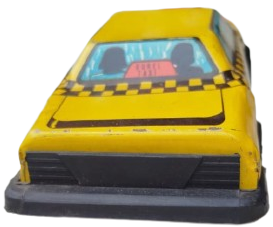 1980 GÜREL OYUNCAK YERLİ ÜRETİM ANTİKA TENEKE SARI TAKSİ NOSTALJİK KOLEKSİYONLUK OYUNCAK ARABA