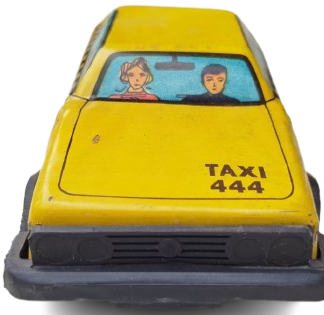 1980 GÜREL OYUNCAK YERLİ ÜRETİM ANTİKA TENEKE SARI TAKSİ NOSTALJİK KOLEKSİYONLUK OYUNCAK ARABA