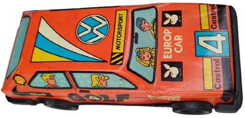 1980 NADİR NOSTALJİK GÜREL OYUNCAK ÜRETİMİ VOLKSWAGEN GOLF RALLİ SERİSİ YERLİ ÜRETİM TENEKE ARABA